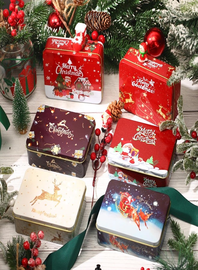 Ziliny 12 Pcs Christmas Tin Gift Box Christmas Cookie Tins Card Holder Boxes with Lids for Party Favors, DIY Candles, Dry Storage, Spices, Tea, Candy, Gifts(Rectangle) - Image 4